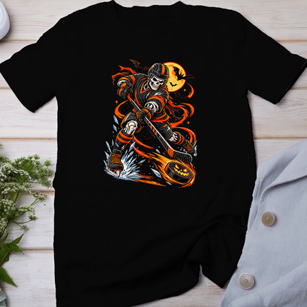 Skeleton Hockey Player Men Boys Funny Scary for Halloween T-Shirt