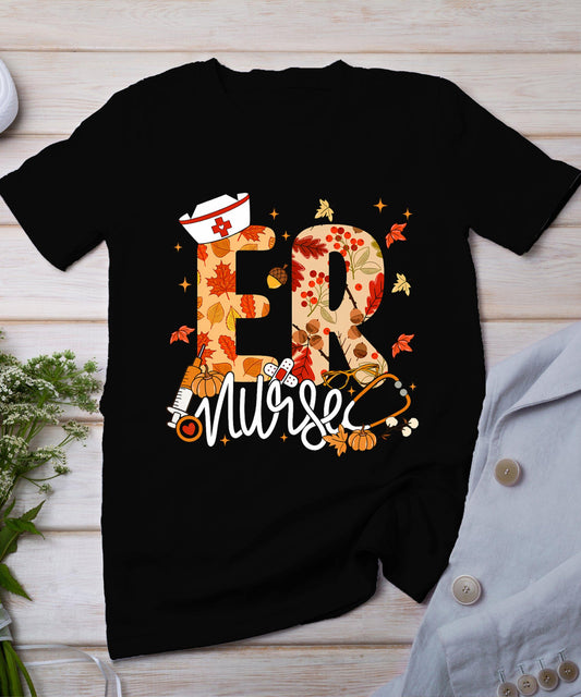 Stethoscope Er Nurse Fall Yall Autumn Leaves Thanksgiving T-Shirt