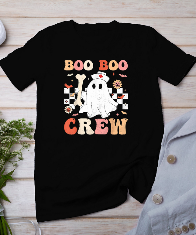 Groovy Boo Crew Nurse Ghost Nursing Medical Halloween Scrub T-Shirt