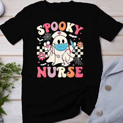 Spooky Nurse Ghost Halloween Cute Groovy Nursing Halloween T-Shirt