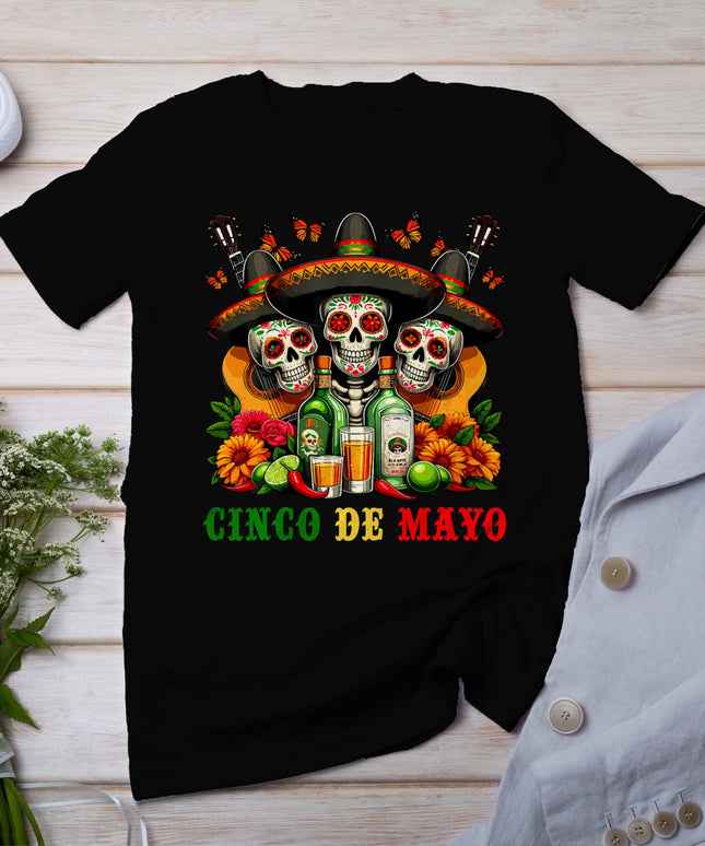 Sugar Skull Tequila Cinco De Mayo Mexican Fiesta Celebration T-Shirt