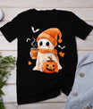 Cute Ghost Drinking Coffee Halloween Ghost Ice Coffee Womens T-Shirt