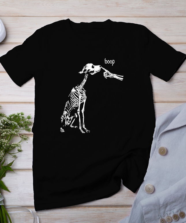 Boop Funny Dog Skeleton Boop Halloween Night Dog Graphic T-Shirt