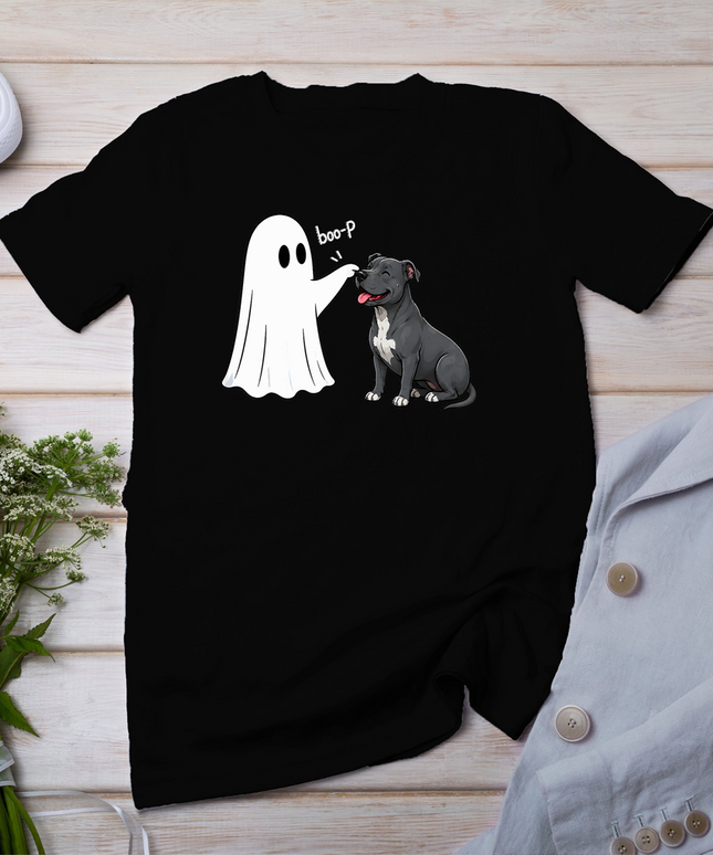 Pit Bull Boo P Ghost Nose Boop Halloween Dog Lover T-Shirt