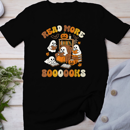 Read More Books Ghosts Reading Book Funny Teacher Halloween T-Shirt