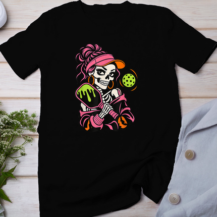 Halloween Pickleball Skeleton Girls Women Halloween T-Shirt