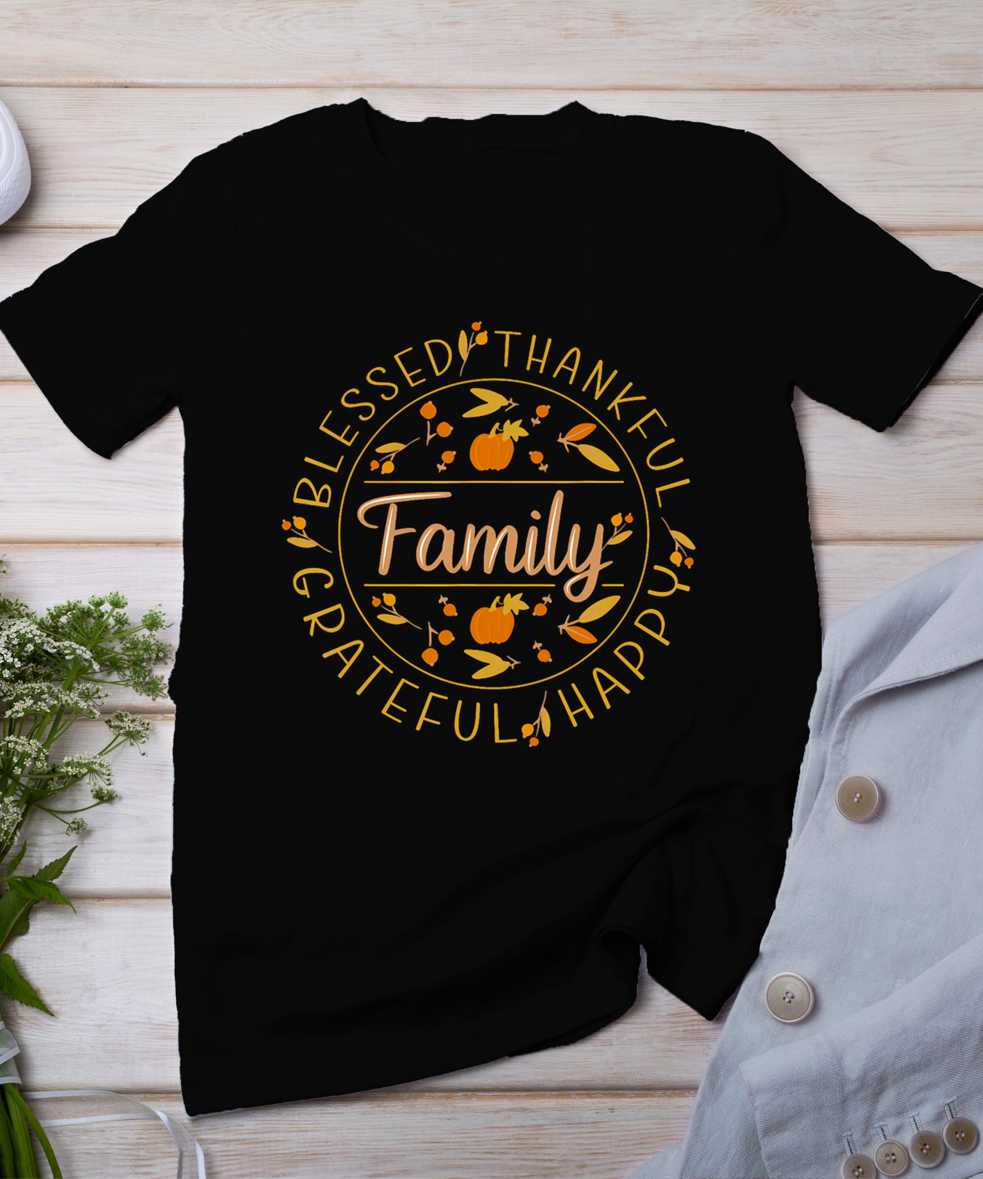 Blessed Thankful Family Thanksgiving T-Shirt