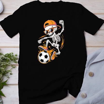 Halloween Skeleton Funny Soccer Shirt for Teens Boys Men T-Shirt