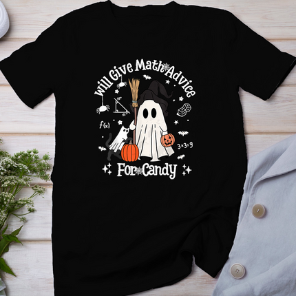 Funny Math Teacher Halloween Ghost Math Lover Teachers Woman T-Shirt