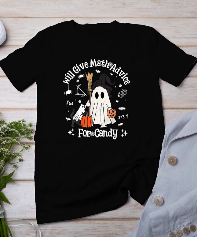 Funny Math Teacher Halloween Ghost Math Lover Teachers Woman T-Shirt