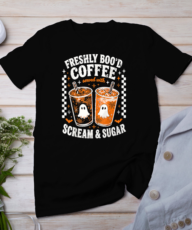 Halloween Freshly Boo'd Coffee Lover Vintage Halloween T-Shirt