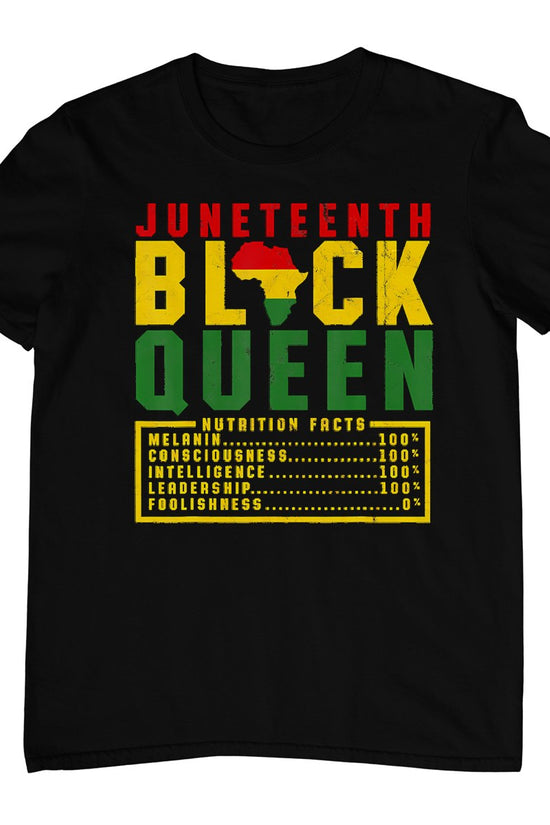 Juneteenth Women's Black Queen Nutrition Melanin Black Pride T-Shirt