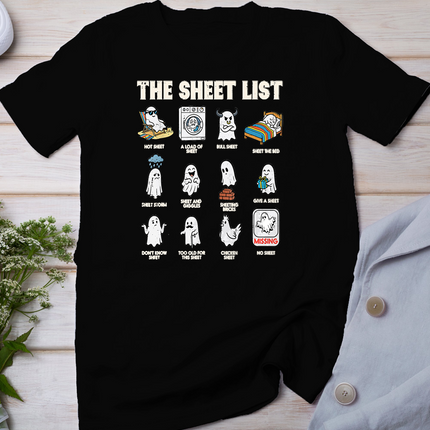 Halloween Ghosts The Sheet List Funny Costume Men Women T-Shirt
