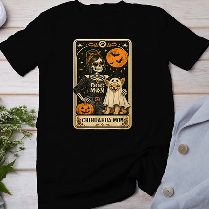 Chihuahua Mom Halloween Skeleton Dog Mom Tarot Card Women T-Shirt
