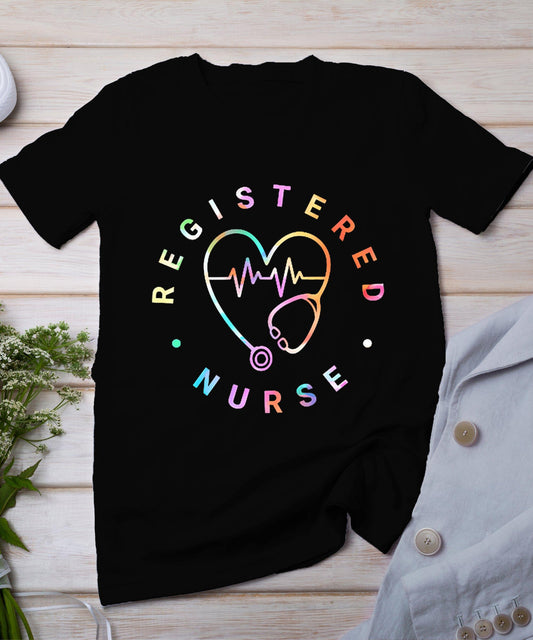 Registered Nurse Heart Beat Tie Dye Long Sleeve Rn Nursing T-Shirt