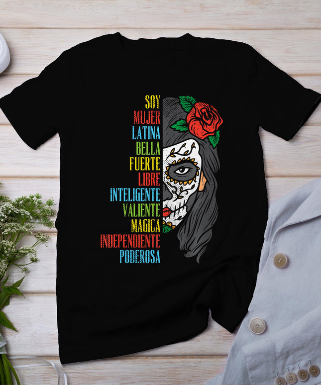 Soy Mujer Latina Sugar Skull Women Cinco De Mayo Hispanic T-Shirt