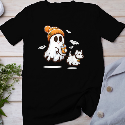 Funny Ghost Walking Dog Ghost Dog Halloween Women Men Kids T-Shirt