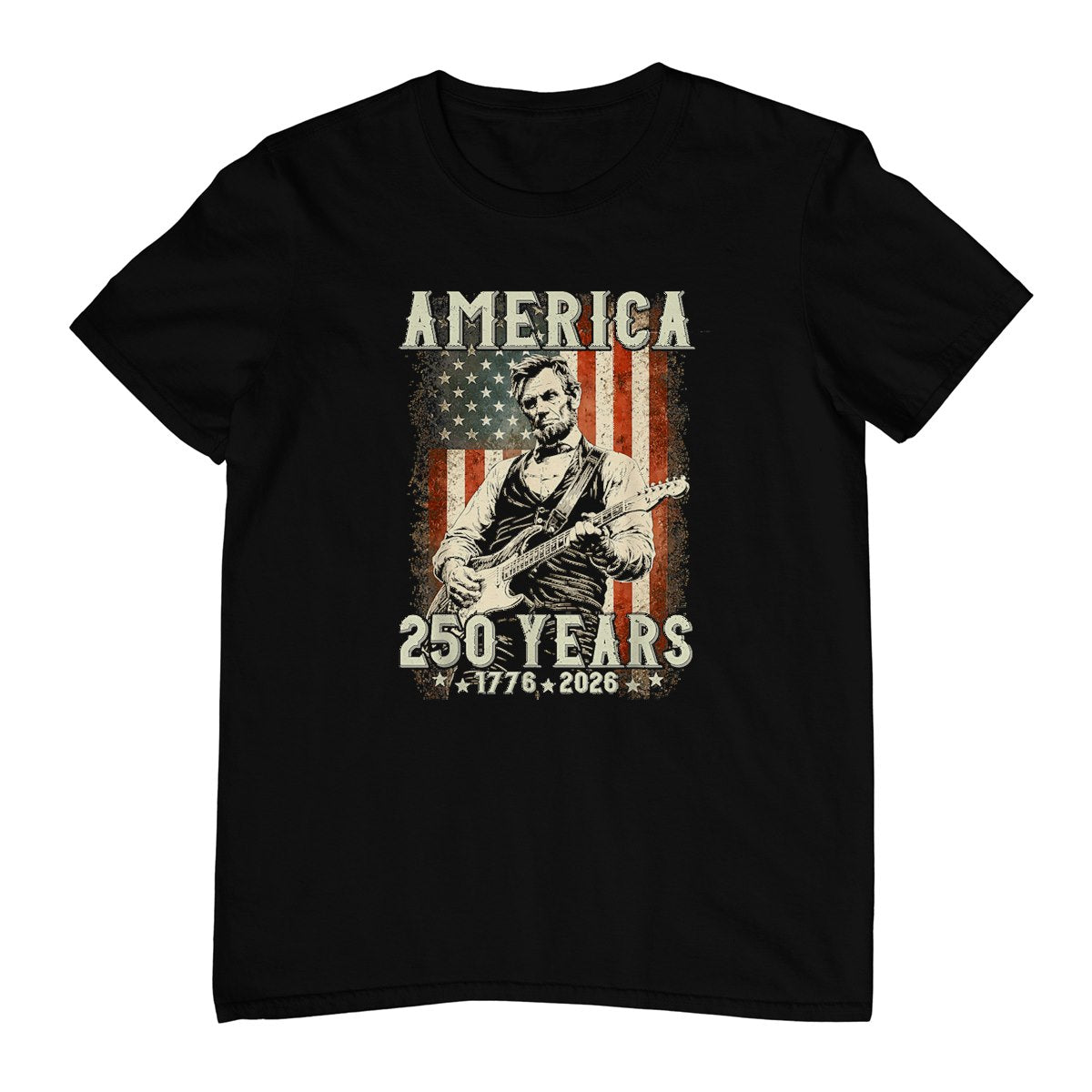 Vintage Abraham Lincoln Abe Lincoln Playing Guitar 250 Years T-Shirt