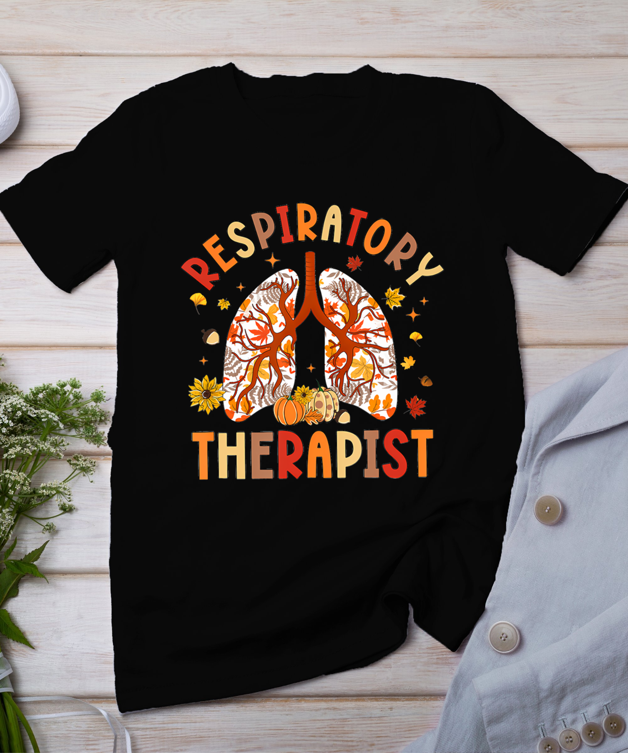 Respiratory Therapist Fall Lung Thanksgiving Pulmonologist T-Shirt