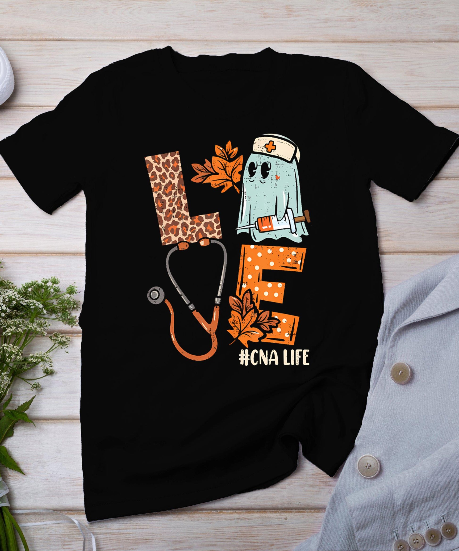 Halloween Nurse Assistant Shirts Love Cna Life Stethoscope T-Shirt