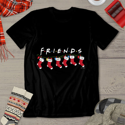 Friends Christmas Group Holiday Stockings Vintage Banner T-Shirt