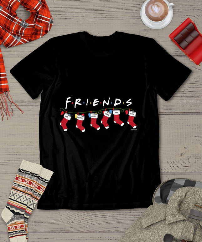Friends Christmas Group Holiday Stockings Vintage Banner T-Shirt