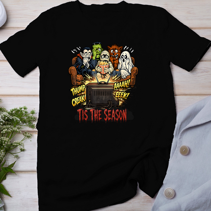 Funny Monsters Watching Scary Movie Halloween Movie T-Shirt