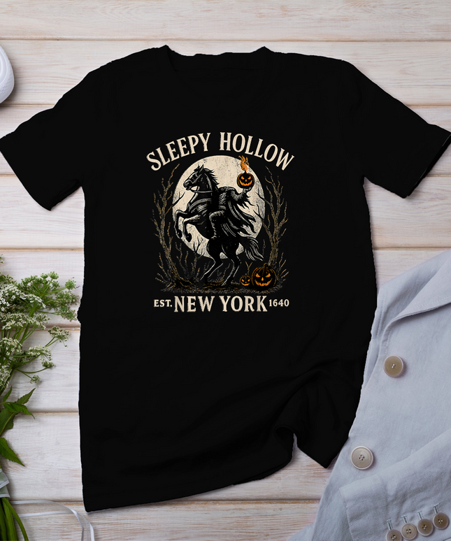 Sleepy Hollow Spooky Pumpkin Headless Horseman Halloween T-Shirt