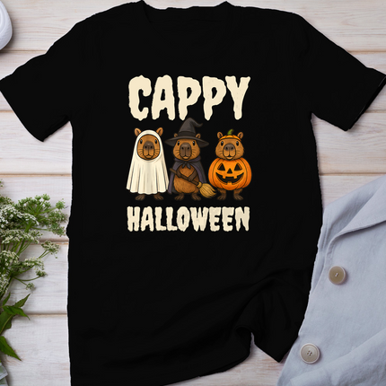 Cappy Halloween Funny Capybara Ghost Witch Pumpkin Spooky T-Shirt