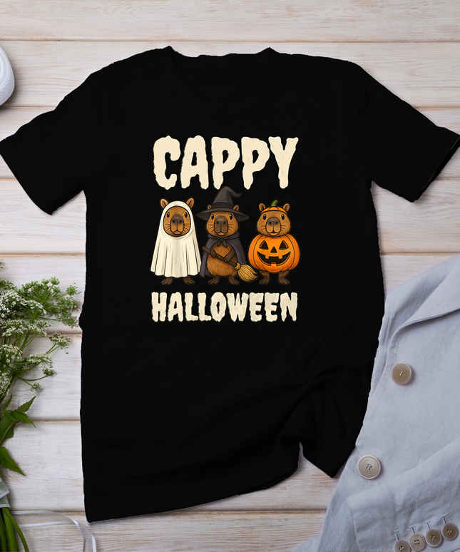 Cappy Halloween Funny Capybara Ghost Witch Pumpkin Spooky T-Shirt
