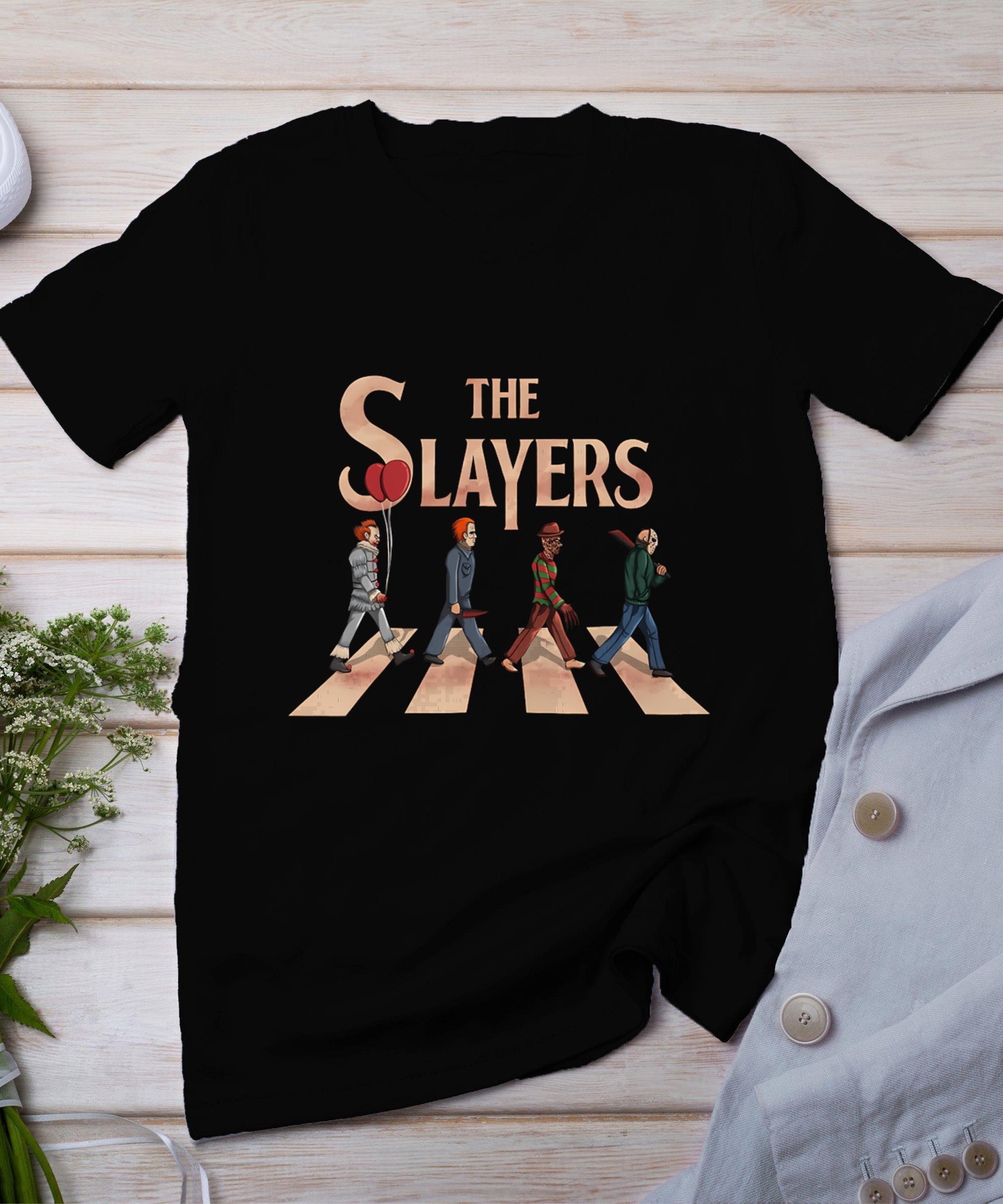 The Slayer Walking On Street Funny Halloween Horror T-Shirt