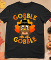 Cute Gobble Gobble Turkey Pilgrim Little Boys Thanksgiving T-Shirt