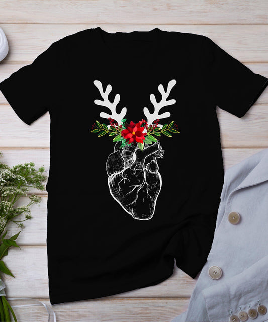 Nurse Heart Anatomy Reindeer Heart Cath Lab Rn Cardiology Hu T-Shirt