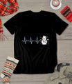 Heartbeat Nurse Snowman Nurse Christmas T-Shirt