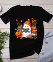 Cute Ghost Book Reading Halloween Books Lover Teacher Kids T-Shirt