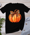 Coquette Bow Leopard Pumpkin Thanksgiving Rustic Fall Women T-Shirt