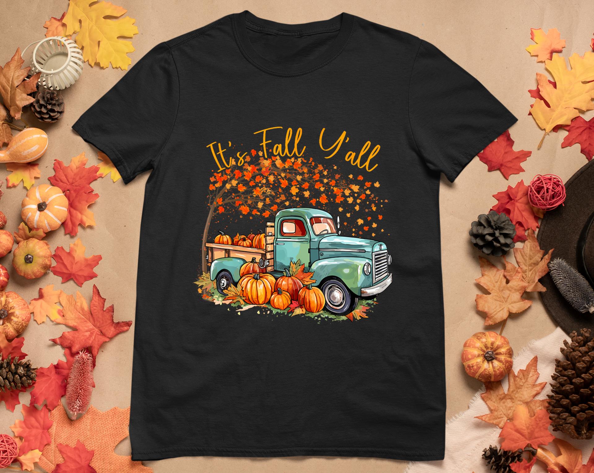 It's Fall Y'All Pumpkin Truck Autumn Tree Fall Thanksgiving T-Shirt