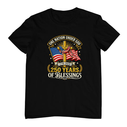 Freedom 250th Anniversary USA Flag Christian God Patriotic T-Shirt