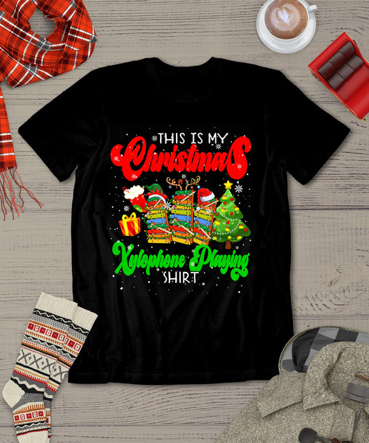 Christmas Xylophone Playing Shirt Three Santa Elf Xylophones T-Shirt