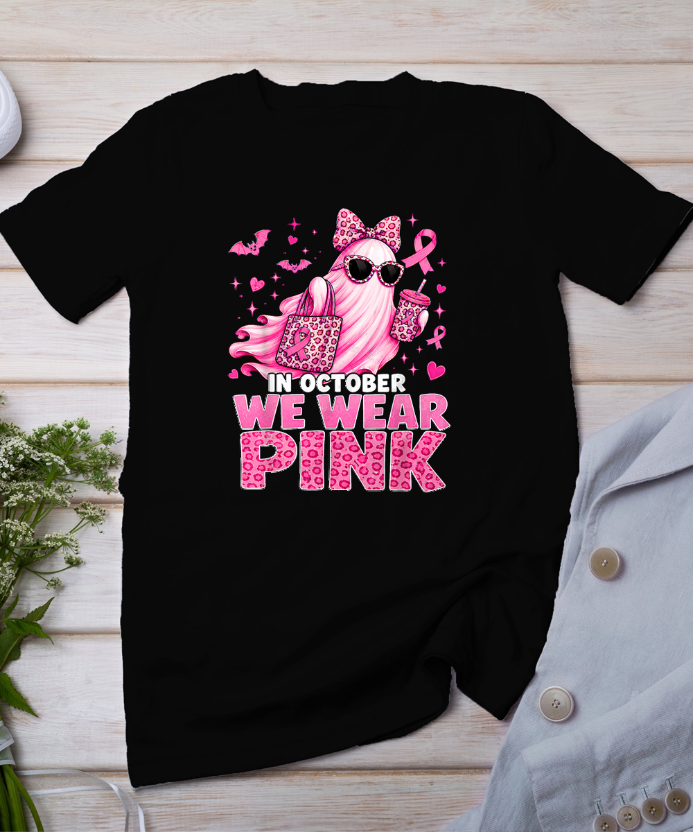 Halloween in October We Wear Pink Breast Cancer Awareness T-Shirt