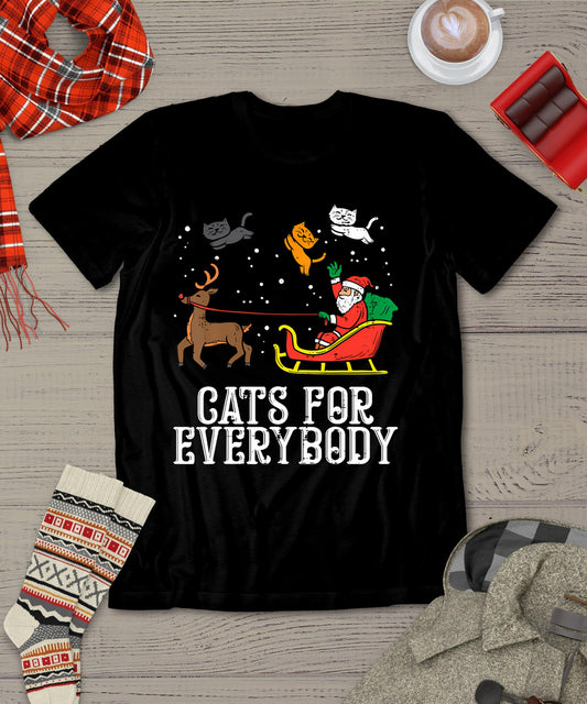 Cats For Everybody Christmas Cat Funny Xmas Women Santa T-Shirt