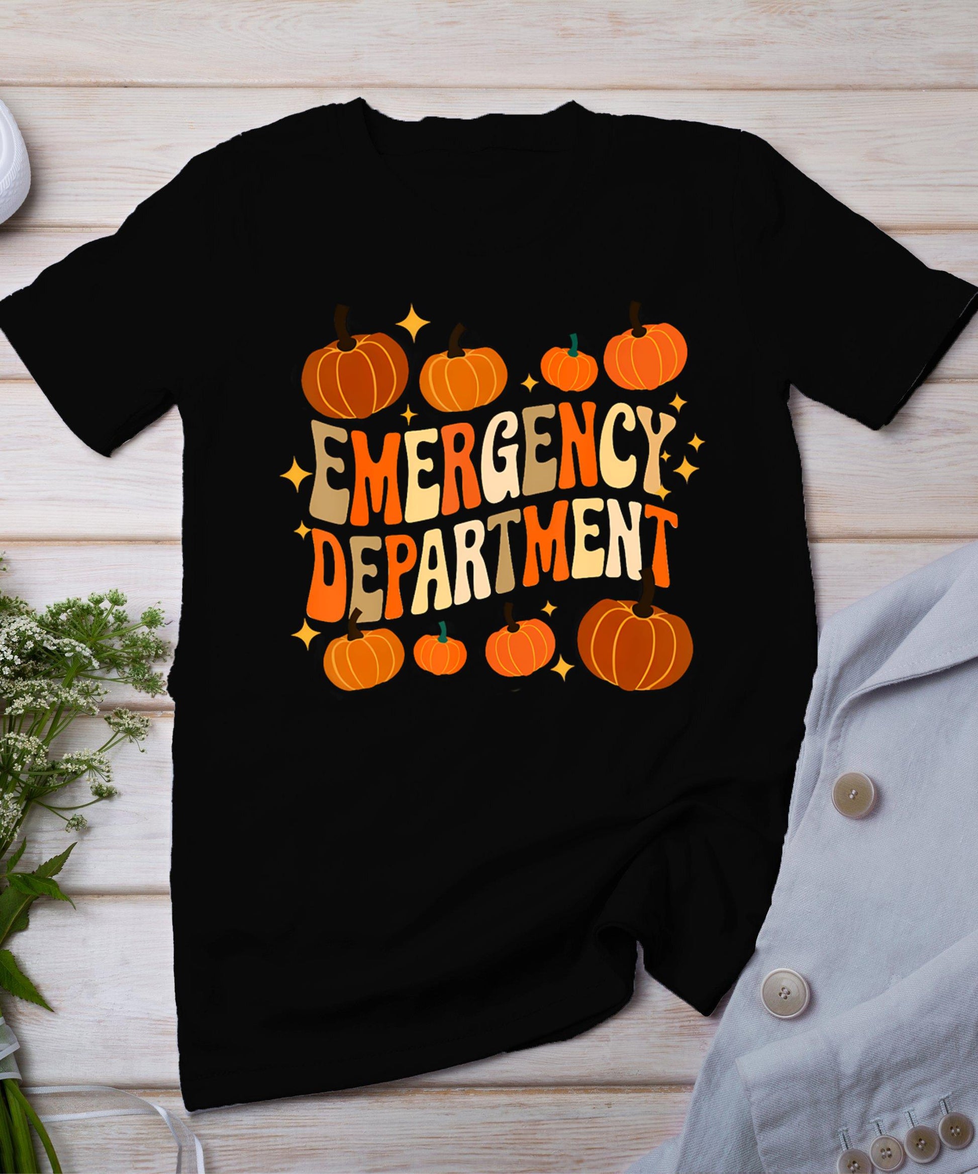 Funny Er Nurse Thanksgiving Emergency Dept Groovy T-Shirt