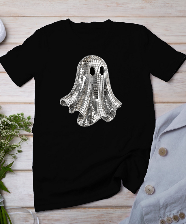 Disco Ghost Halloween Girly Mirror Ball Preppy Halloween T-Shirt