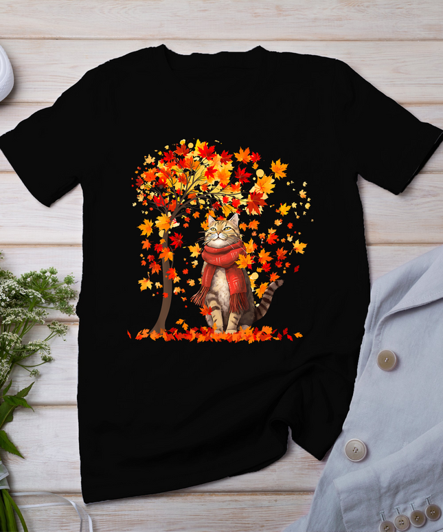 It's Fall Y'all Cat Leaf Fall Tree Hello Autumn Thanksgiving T-Shirt