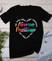 Nurse Practitioner Heart Word Cloud Watercolor Rainbow T-Shirt