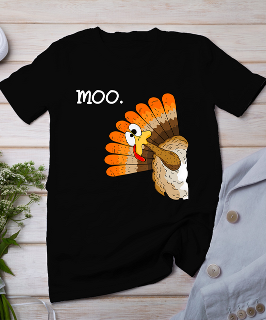 Turkey Moo Funny Thanksgiving T-Shirt