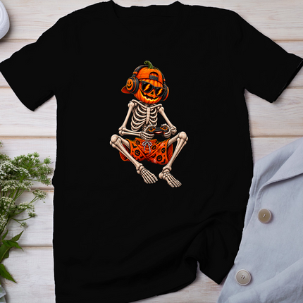Halloween Skeleton Gamer Video Gaming Shirts Men Boys Teens T-Shirt