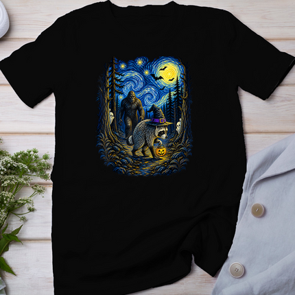Jimothy Raccoon Bigfoot Boo Pumpkin Van Gogh Halloween T-Shirt