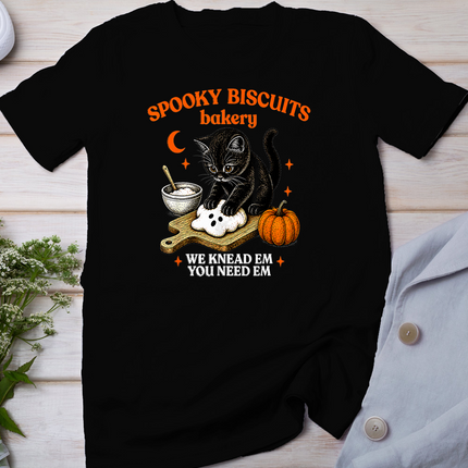 Kitty Biscuits Spooky Season Spooky Biscuits Bakery Cat T-Shirt