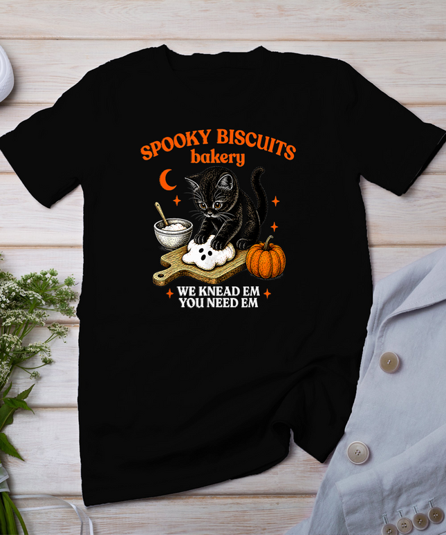 Kitty Biscuits Spooky Season Spooky Biscuits Bakery Cat T-Shirt